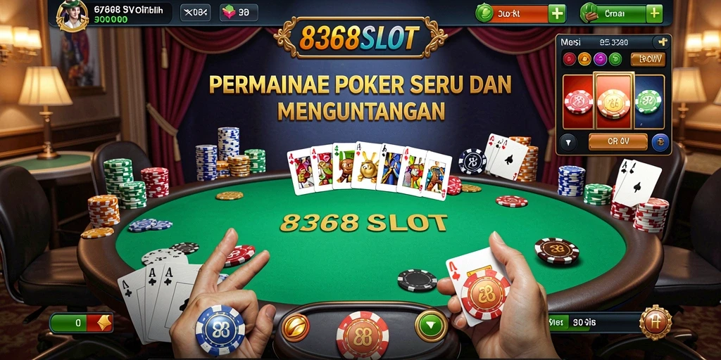 Tangkapan layar utama 8368SLOT menampilkan gameplay Poker yang seru dan mendebarkan.