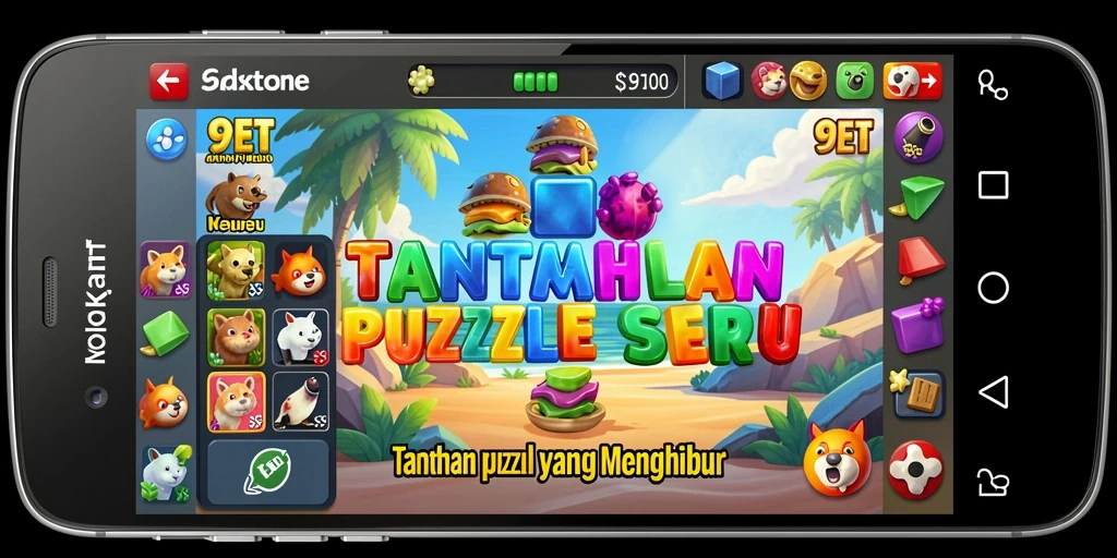 Gameplay 9ET yang menantang dan seru saat memecahkan teka-teki.