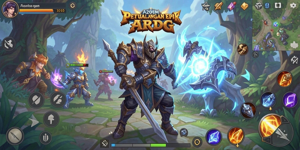 Tampilan gameplay A200M yang mendebarkan dalam lingkungan fantasi.