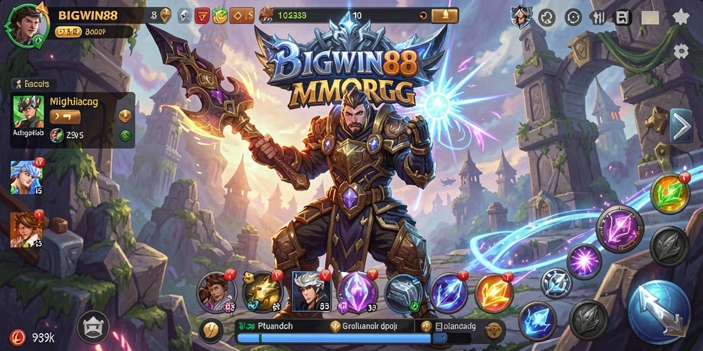 Screenshot gameplay BIGWIN88 yang menunjukkan pertempuran epik dalam dunia MMORPG.