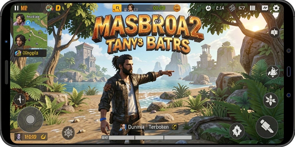 Screenshot gameplay MASBRO12 menunjukkan petualangan seru di dunia terbuka.