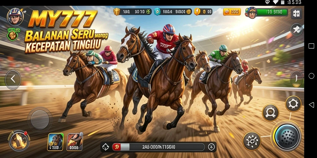 Screenshot gameplay MY777 yang menampilkan aksi balapan cepat.