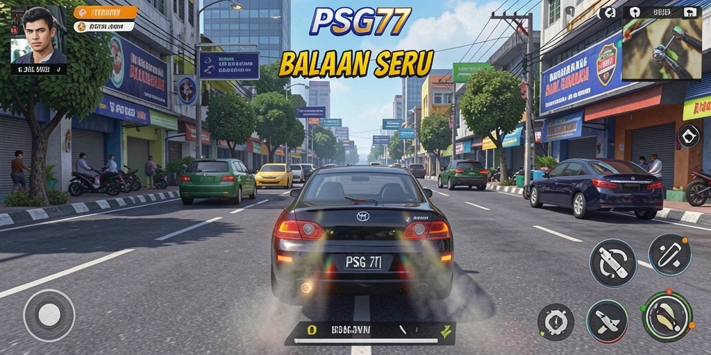 Screenshot PSG77 menampilkan aksi balapan yang mendebarkan dan grafis menawan.
