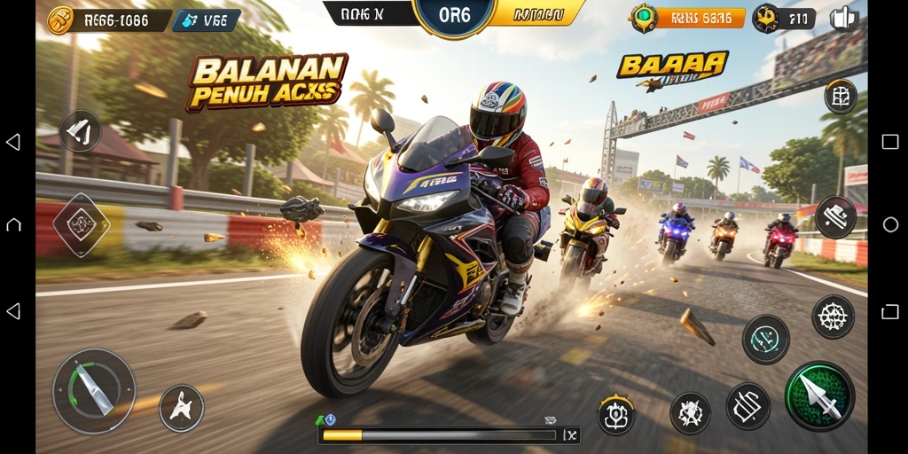 Gameplay R6R6 yang mendebarkan saat balapan motor.