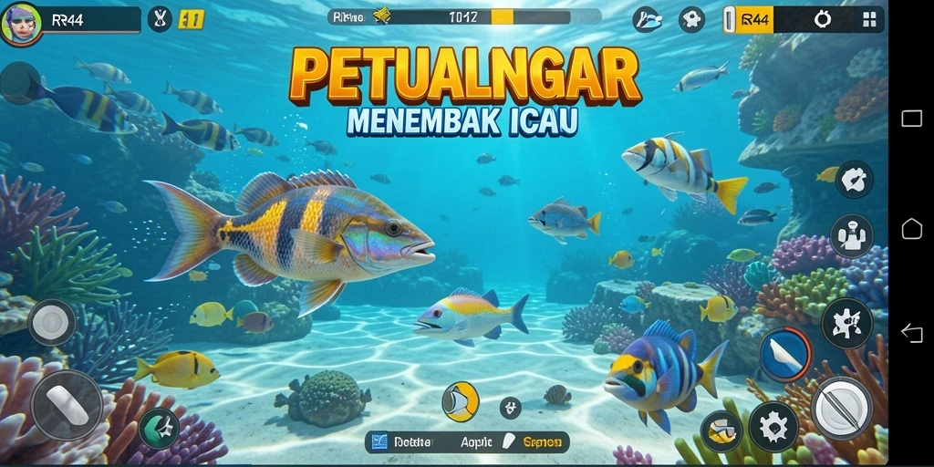 Gameplay seru menembak ikan di bawah laut.