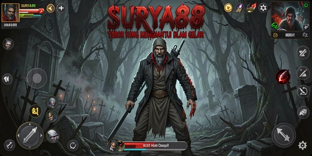 Screenshot dari gameplay SURYA88 yang memperlihatkan suasana menyeramkan.