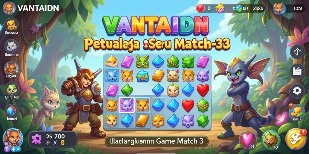 Screenshot VANTAIDN menampilkan gameplay seru dan tantangan Match-3.