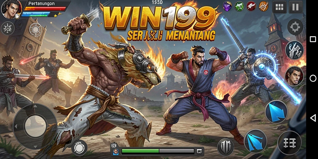 Tampilan aksi seru dari pertarungan dalam WIN199.
