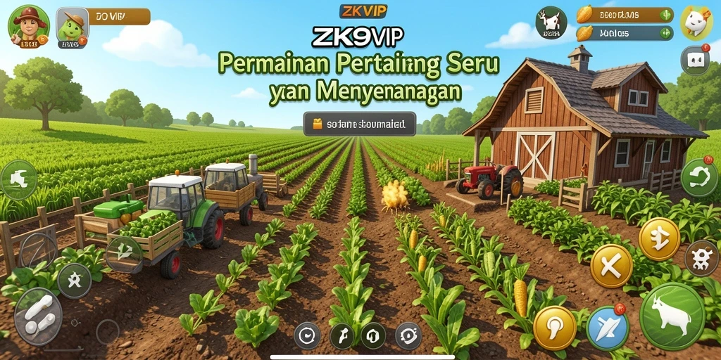 Tampilan gameplay ZK9VIP menunjukkan aktivitas bertani yang seru dan interaktif.